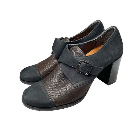 Chie Mihara block heel leather heels booties Size 38 black brown classy - Picture 4 of 11